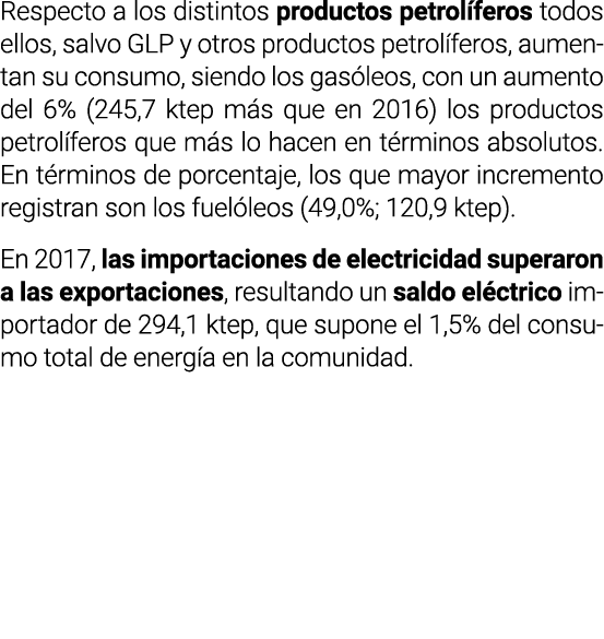 Respecto a los distintos productos petrol feros todos ellos  salvo GLP y otros productos petrol feros  aumentan su co   