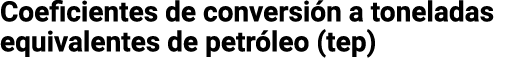 Coeficientes de conversi n a toneladas equivalentes de petr leo  tep  