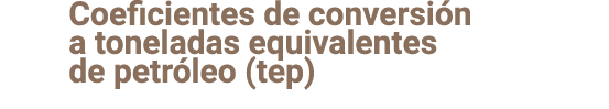 Coeficientes de conversi n a toneladas equivalentes de petr leo  tep  