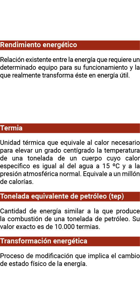 Rendimiento energ tico Relaci n existente entre la energ a que requiere un determinado equipo para su funcionamiento    