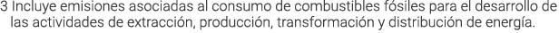 3 Incluye emisiones asociadas al consumo de combustibles f siles para el desarrollo de las actividades de extracci n    