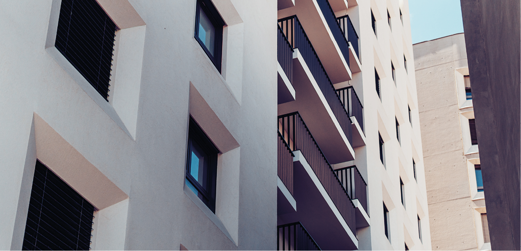 Facade of a residential building Modern European residential apartment