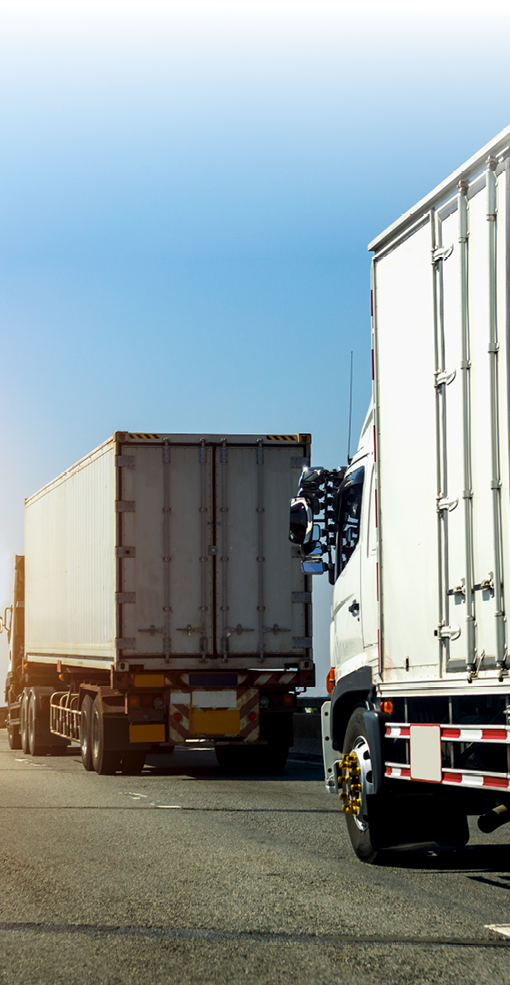 Truck on highway road with container, transportation concept.,import,export logistic industrial Transporting Land transport on the asphalt expressway with blue sky