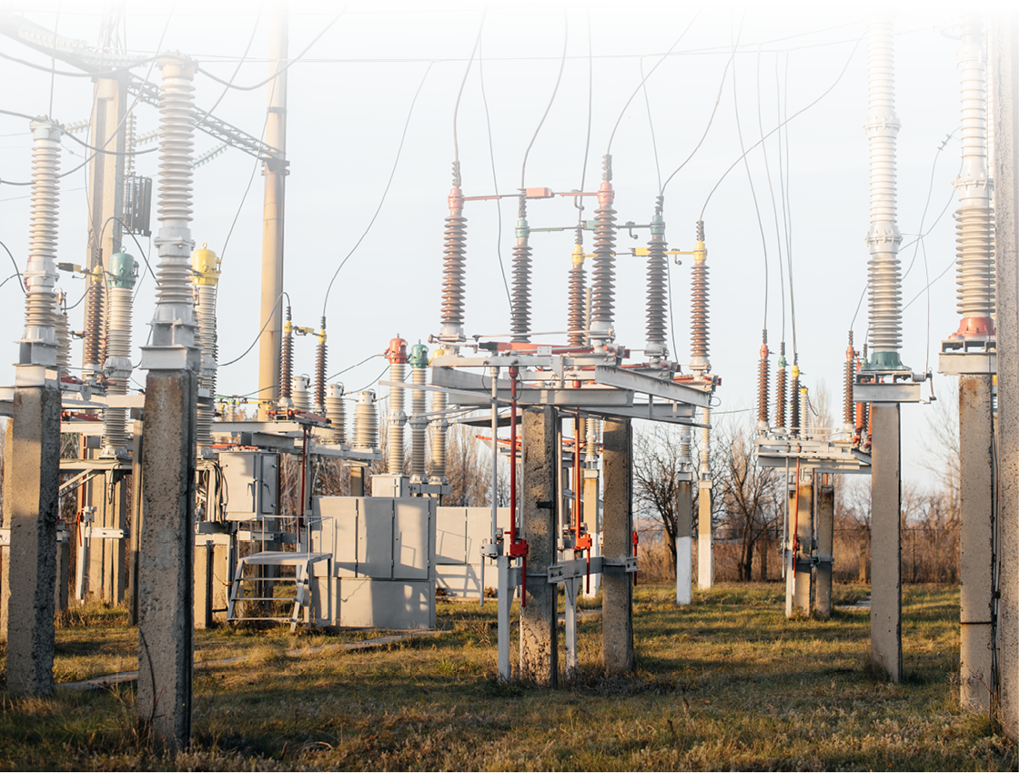 Electrical substation equipment. Transformers, disconnectors. Power engineering