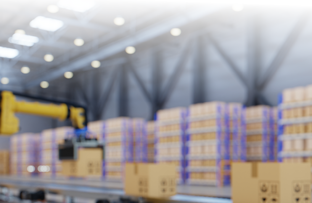 White table top blur in industrial plant.3D rendering