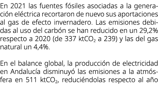 En 2021 las fuentes f siles asociadas a la generaci n el ctrica recortaron de nuevo sus aportaciones al gas de efecto...