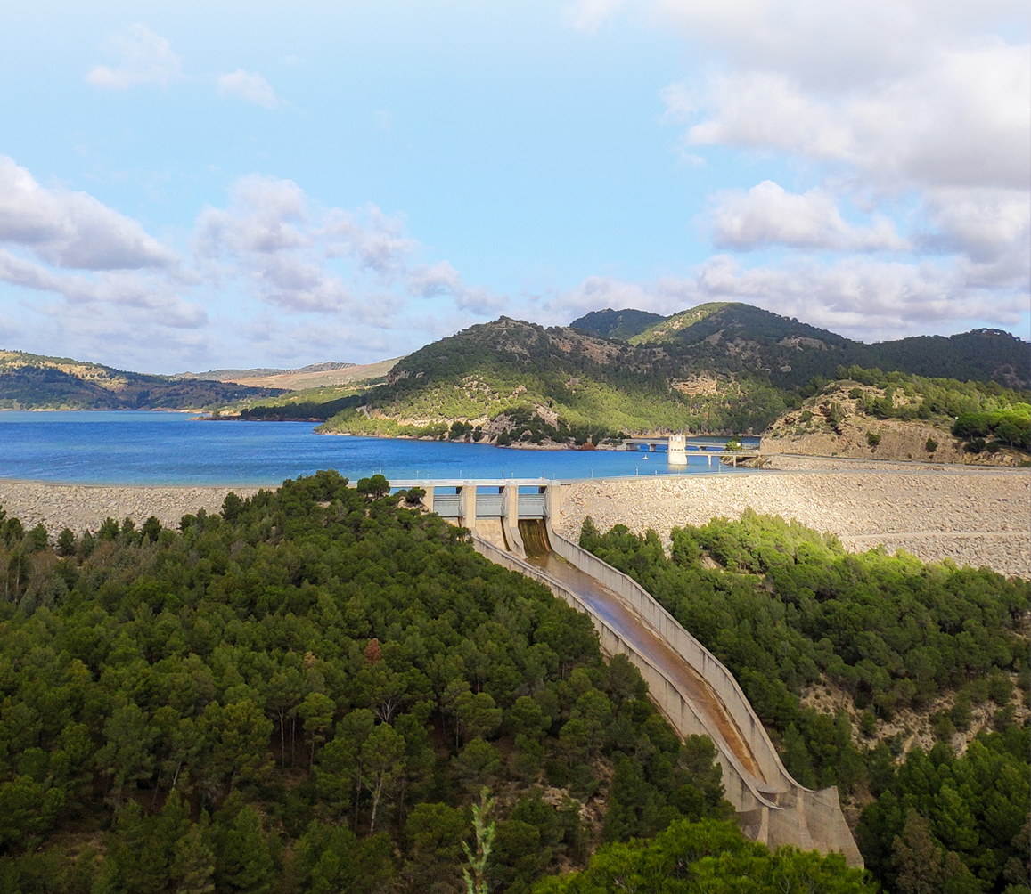 View of beautiful dam over the Guadalhorce river in Malaga province.
