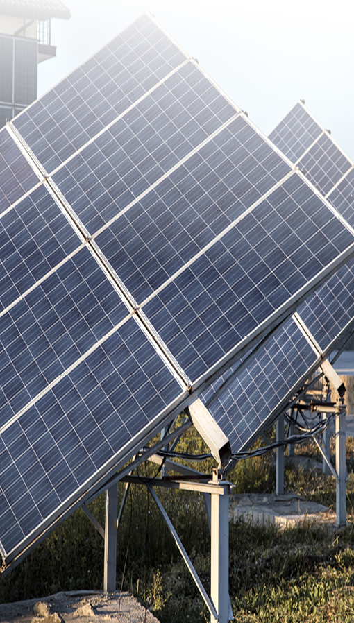 photovoltaics in solar power station energy from natural. Close-up.