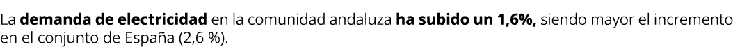 La demanda de electricidad en la comunidad andaluza ha subido un 1,6%, siendo mayor el incremento en el conjunto de E...