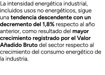 La intensidad energ tica industrial, incluidos usos no energ ticos, sigue una tendencia descendente con un decremento...