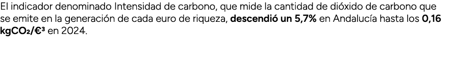 El indicador denominado Intensidad de carbono, que mide la cantidad de di xido de carbono que se emite en la generaci...