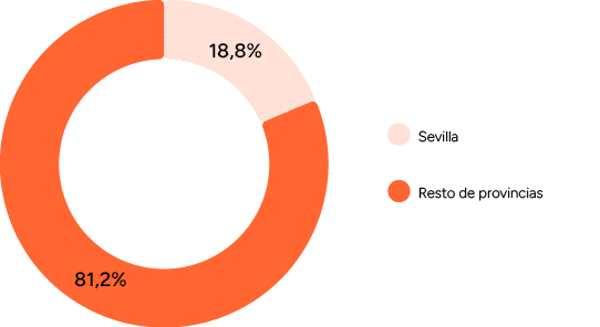 18,8%,81,2%,Resto de provincias,Sevill
