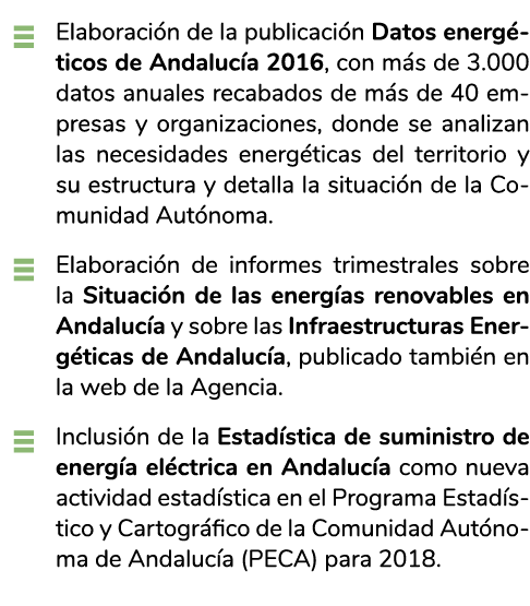  Elaboraci n de la publicaci n Datos energ ticos de Andaluc a 2016  con m s de 3 000 datos anuales recabados de m s    