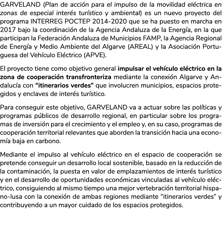 GARVELAND  Plan de acci n para el impulso de la movilidad el ctrica en zonas de especial inter s tur stico y ambienta   