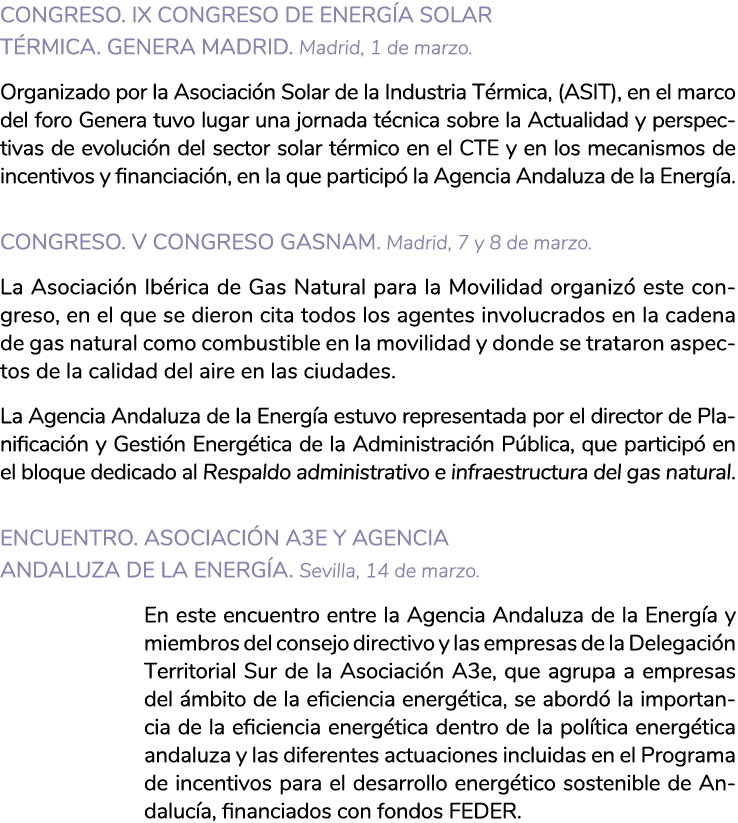 CONGRESO  IX Congreso de Energ a Solar T rmica  Genera Madrid  Madrid  1 de marzo  Organizado por la Asociaci n Solar   