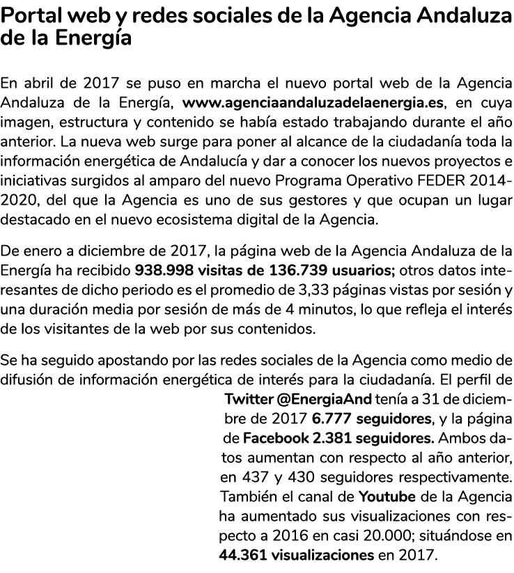 Portal web y redes sociales de la Agencia Andaluza de la Energ a En abril de 2017 se puso en marcha el nuevo portal w   