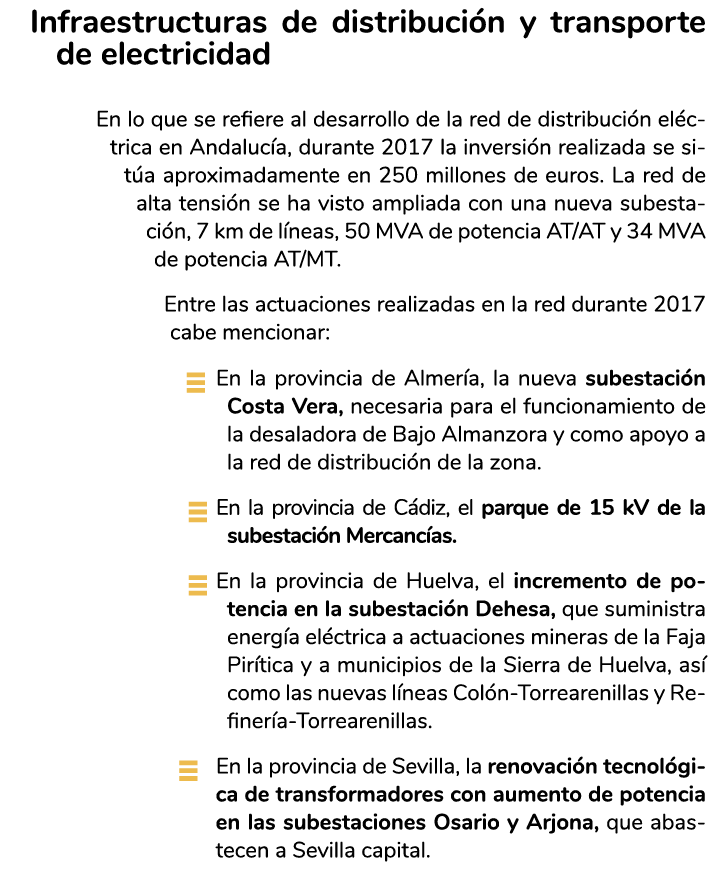 Infraestructuras de distribuci n y transporte de electricidad En lo que se refiere al desarrollo de la red de distrib   