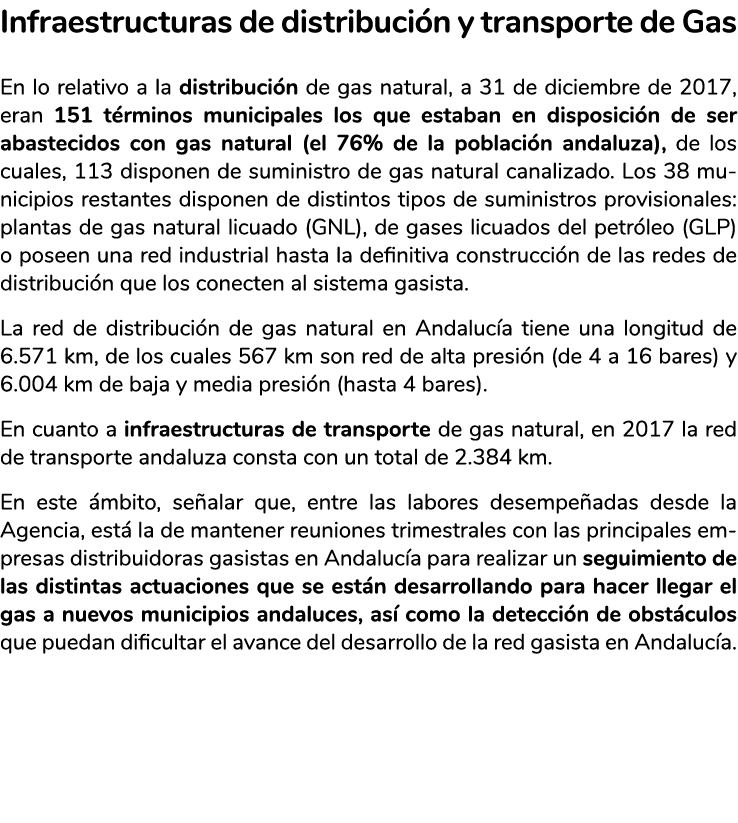 Infraestructuras de distribuci n y transporte de Gas En lo relativo a la distribuci n de gas natural  a 31 de diciemb   