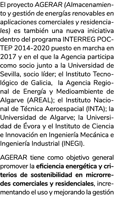 El proyecto AGERAR  Almacenamiento y gesti n de energ as renovables en aplicaciones comerciales y residenciales  es t   
