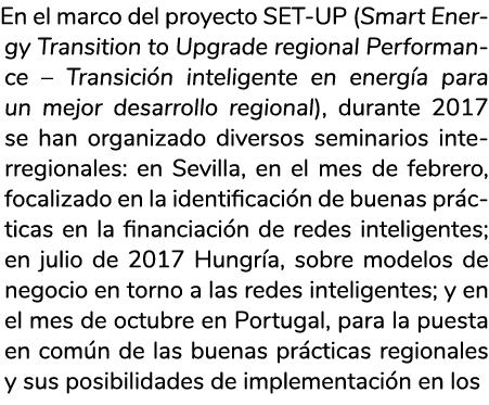 En el marco del proyecto SET-UP  Smart Energy Transition to Upgrade regional Performance   Transici n inteligente en    