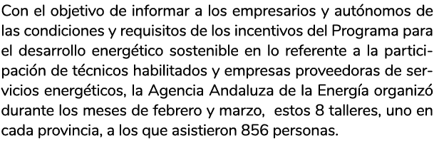 Con el objetivo de informar a los empresarios y aut nomos de las condiciones y requisitos de los incentivos del Progr   