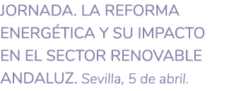 JORNADA  La reforma energ tica y su impacto en el sector renovable andaluz  Sevilla  5 de abril  