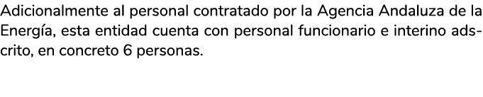 Adicionalmente al personal contratado por la Agencia Andaluza de la Energ a  esta entidad cuenta con personal funcion   