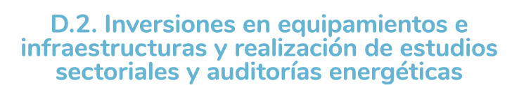 D 2  Inversiones en equipamientos e infraestructuras y realizaci n de estudios sectoriales y auditor as energ ticas