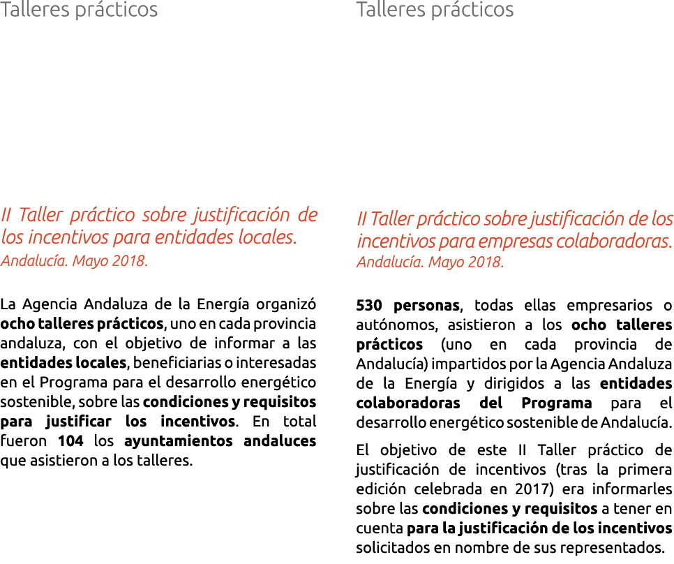 Talleres pr cticos II Taller pr ctico sobre justificaci n de los incentivos para entidades locales  Andaluc a  Mayo 2   