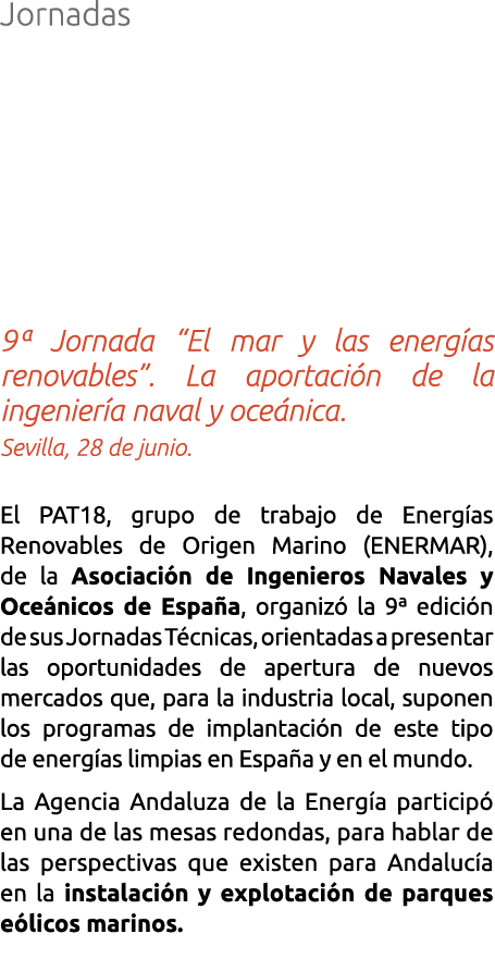 Jornadas 9  Jornada  El mar y las energ as renovables   La aportaci n de la ingenier a naval y oce nica  Sevilla  28    