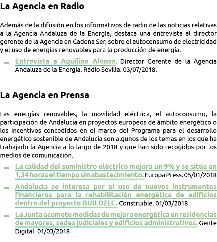 La Agencia en Radio Adem s de la difusi n en los informativos de radio de las noticias relativas a la Agencia Andaluz   