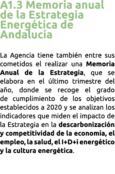 A1 3 Memoria anual de la Estrategia Energ tica de Andaluc a La Agencia tiene tambi n entre sus cometidos el realizar    
