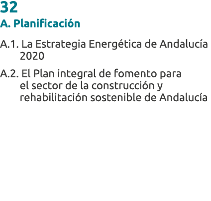 32 A  Planificaci n A 1  La Estrategia Energ tica de Andaluc a 2020 A 2  El Plan integral de fomento para       el se   