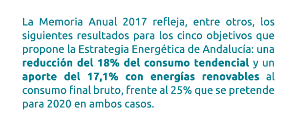 La Memoria Anual 2017 refleja  entre otros  los siguientes resultados para los cinco objetivos que propone la Estrate   