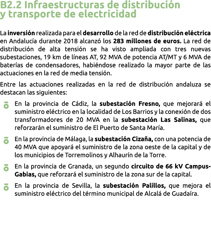 B2 2 Infraestructuras de distribuci n y transporte de electricidad La inversi n realizada para el desarrollo de la re   