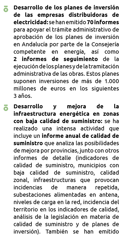   Desarrollo de los planes de inversi n        de las empresas distribuidoras de electricidad  se han emitido 70 info   