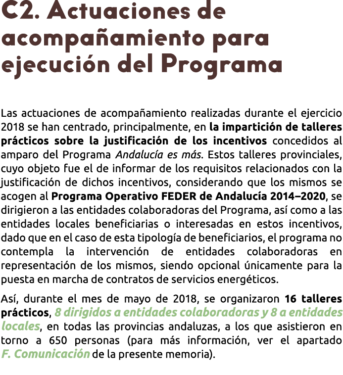  C2  Actuaciones de acompa amiento para ejecuci n del Programa Las actuaciones de acompa amiento realizadas durante e   