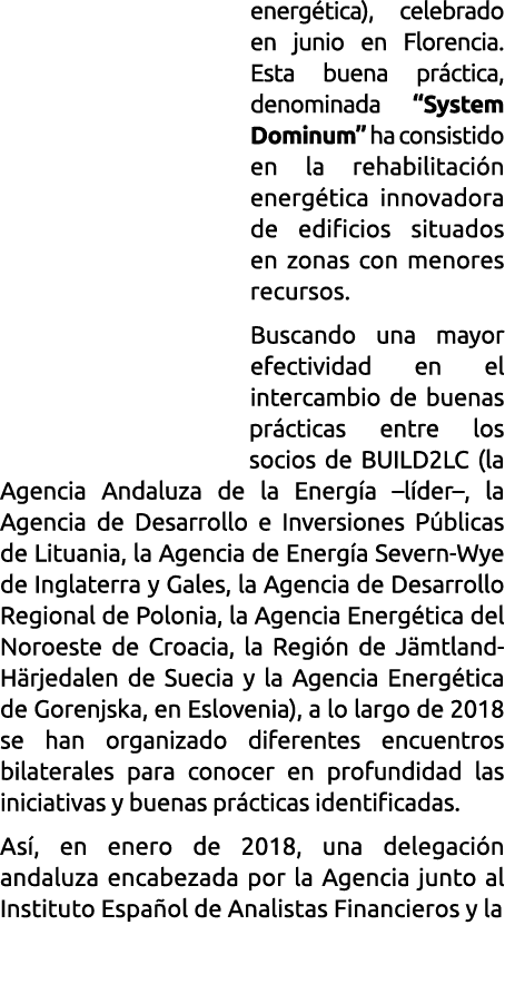 energ tica   celebrado en junio en Florencia  Esta buena pr ctica  denominada  System Dominum  ha consistido en la re   