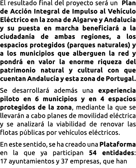 El resultado final del proyecto ser  un  Plan de Acci n Integral de Impulso al Veh culo El ctrico en la zona de Algar   