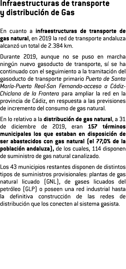 Infraestructuras de transporte y distribuci n de Gas En cuanto a infraestructuras de transporte de gas natural  en 20   
