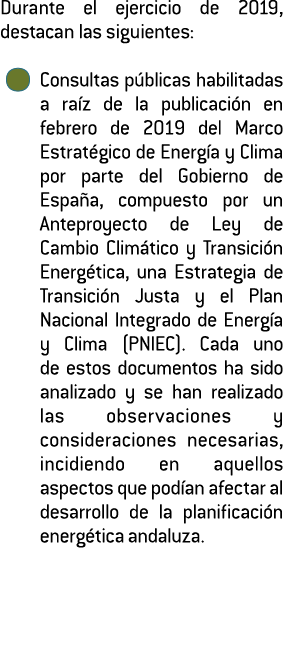 Durante el ejercicio de 2019  destacan las siguientes    Consultas p blicas habilitadas a ra z de la publicaci n en f   