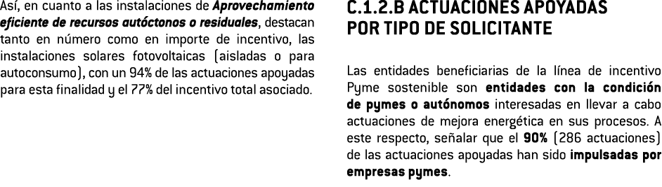 As   en cuanto a las instalaciones de Aprovechamiento eficiente de recursos aut ctonos o residuales  destacan tanto e   