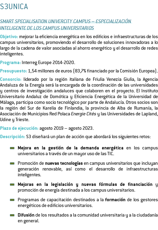 S3UNICA Smart Specialisation Univercity Campus   Especializaci n Inteligente de los Campus Universitarios Objetivo  m   