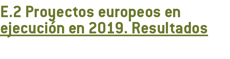  E 2 Proyectos europeos en ejecuci n en 2019  Resultados 