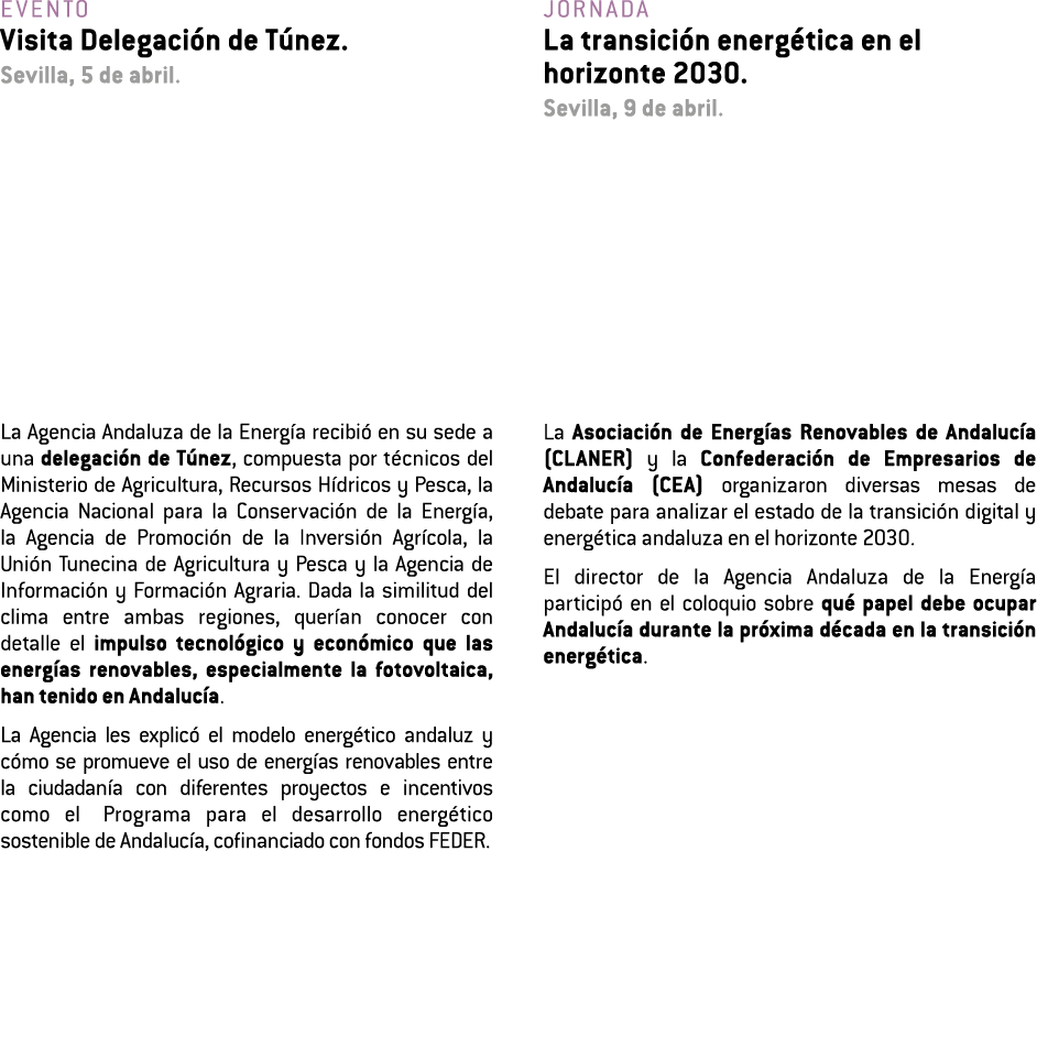 Evento Visita Delegaci n de T nez  Sevilla  5 de abril  La Agencia Andaluza de la Energ a recibi  en su sede a una de   
