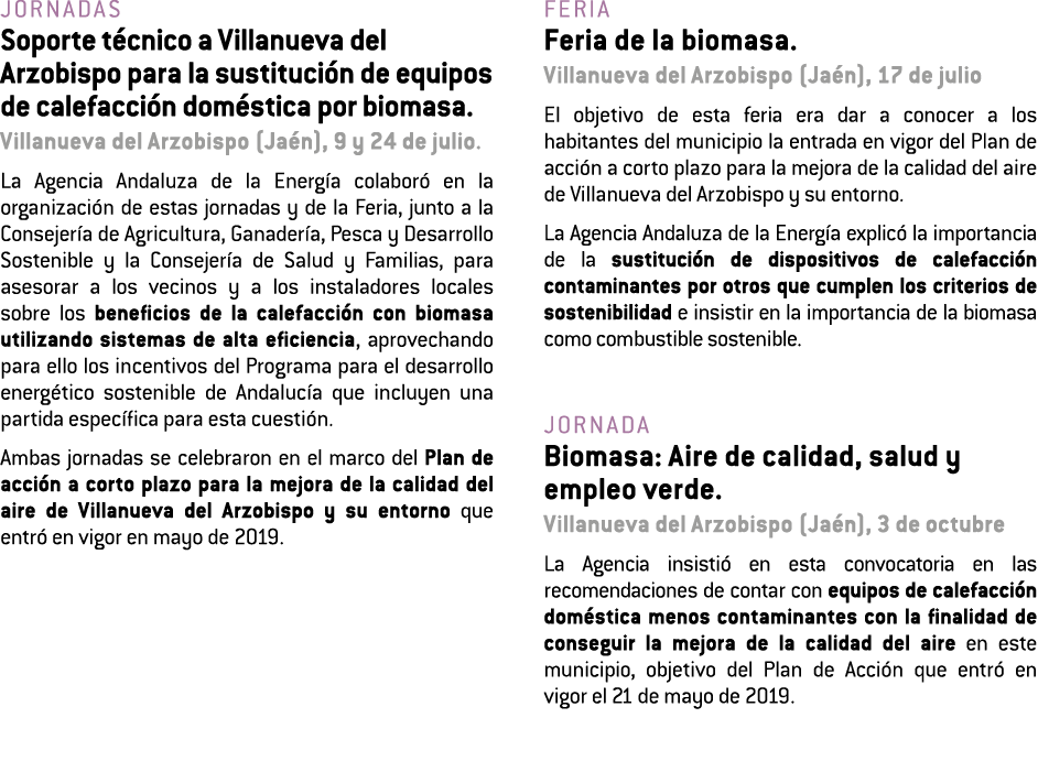 jornadas Soporte t cnico a Villanueva del Arzobispo para la sustituci n de equipos de calefacci n dom stica por bioma   
