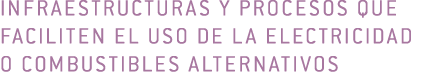 Infraestructuras y procesos que faciliten el uso de la electricidad o combustibles alternativos 
