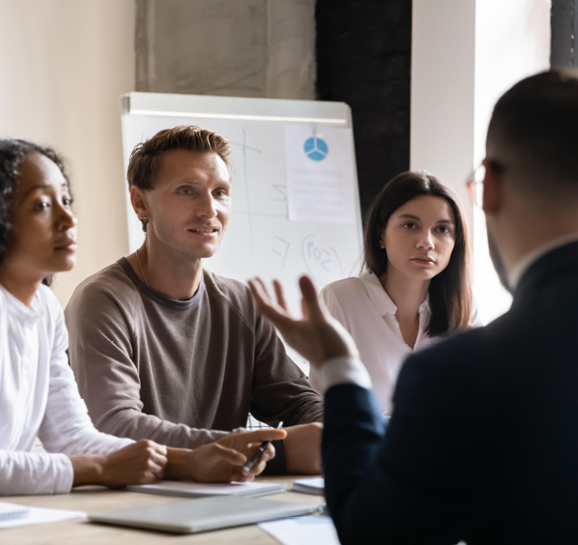 Happy hr manager recruiter employer handshake male applicant partner get hired employed at job interview make agreement successful deal at group business meeting, recruit and partnership concept