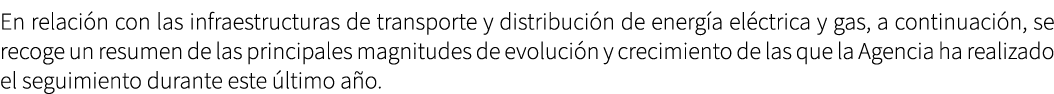 En relaci n con las infraestructuras de transporte y distribuci n de energ a el ctrica y gas, a continuaci n, se reco...