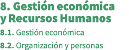 8. Gesti n econ mica y Recursos Humanos 8.1. Gesti n econ mica 8.2. Organizaci n y personas